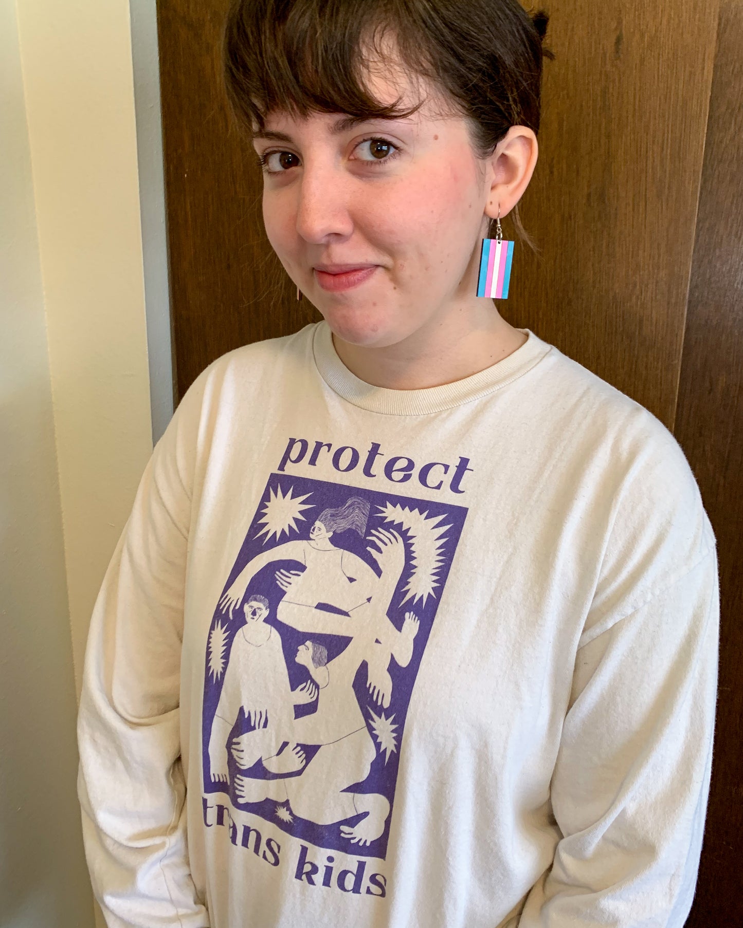 Large Trans Flag Dangle Earrings