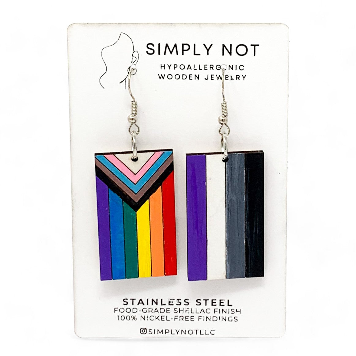 Large Progress Pride Flag Dangle Earrings