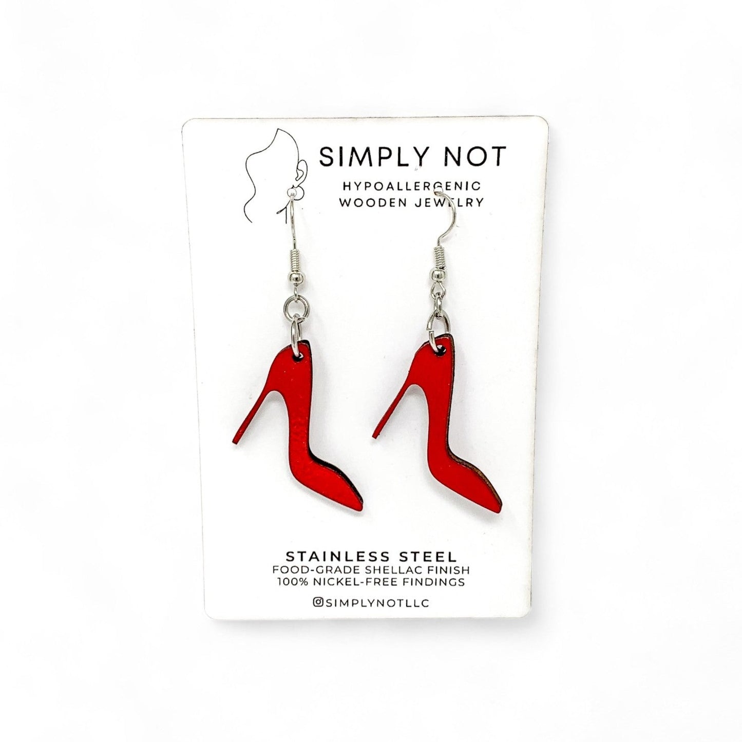 Deep Red High Heels Dangle Earrings