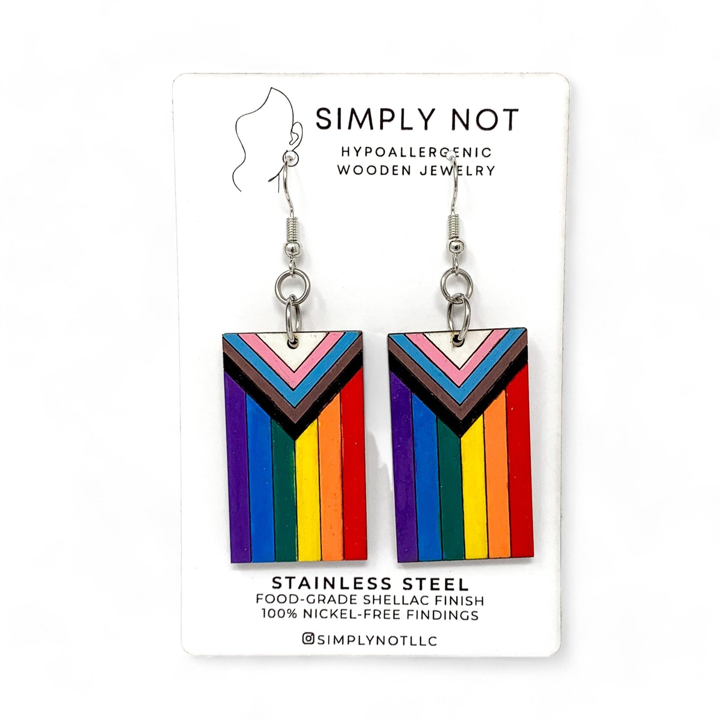 Large Progress Pride Flag Dangle Earrings