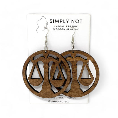 Libra Zodiac Balanced Scale Hoop Earrings