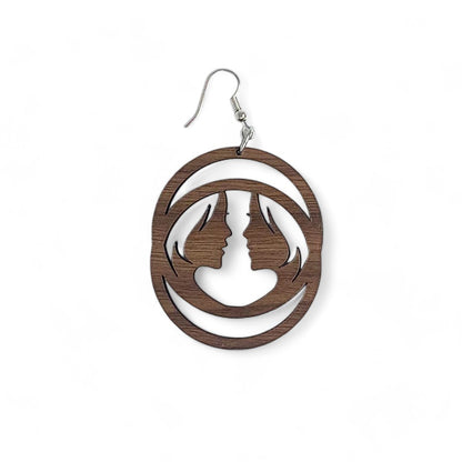 Gemini Zodiac Twins Double Hoop Earrings