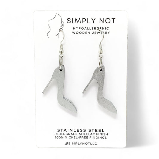 Silver High Heels Dangle Earrings