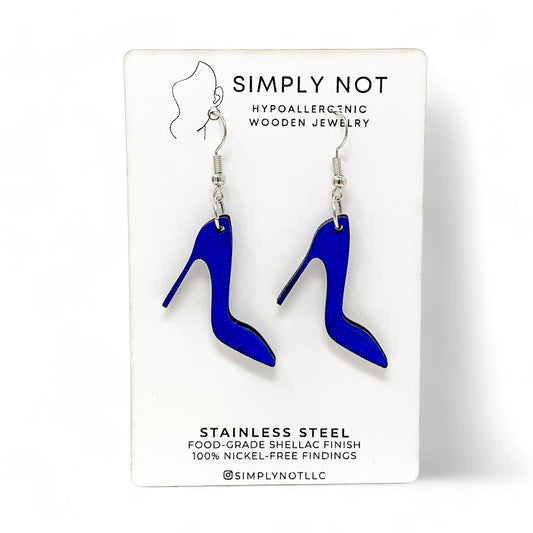 Bright Blue High Heels Dangle Earrings