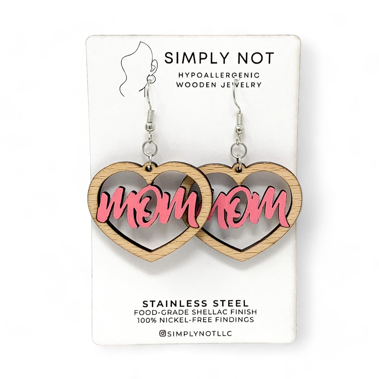 Mom Heart Dangle Hoop Earrings