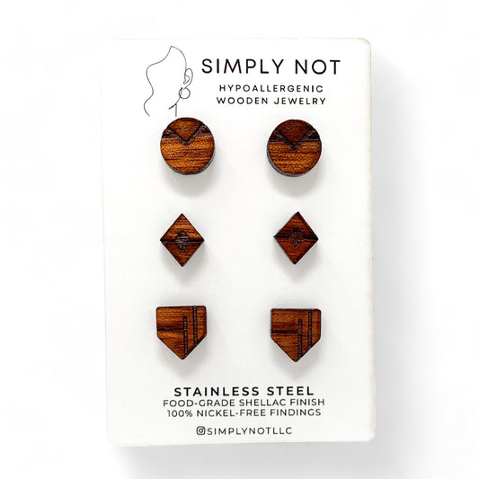 Geometric Shape Stud Earrings Set