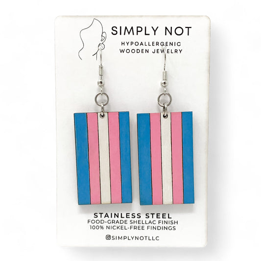 Large Trans Flag Dangle Earrings