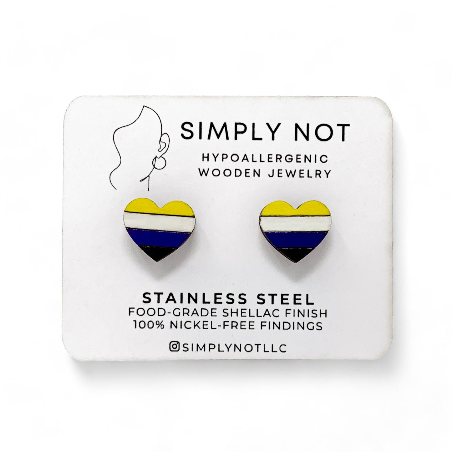 Non-Binary Flag Heart Stud Earrings