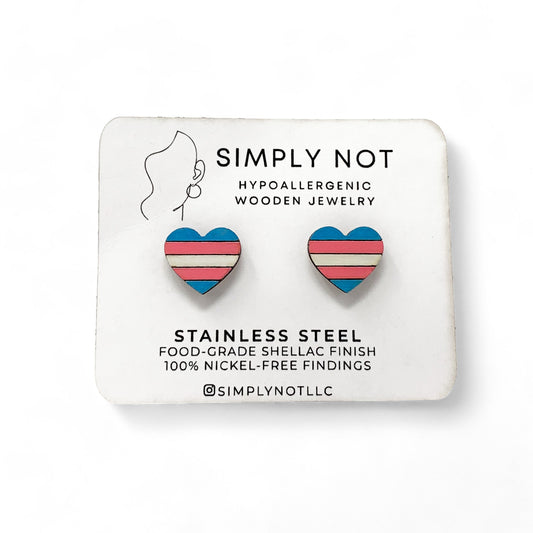 Trans Flag Heart Stud Earrings