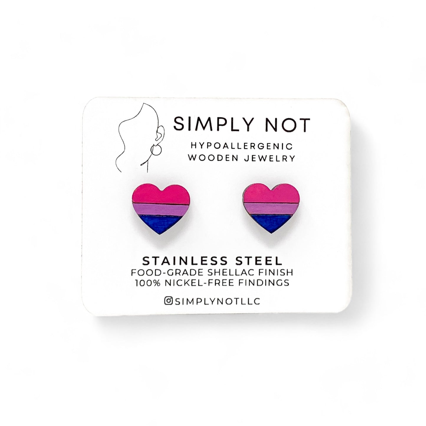 Bi Flag Heart Stud Earrings