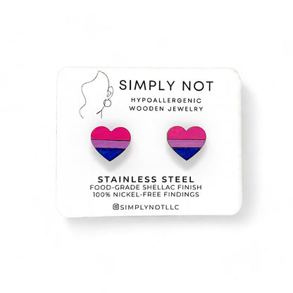 Bi Flag Heart Stud Earrings